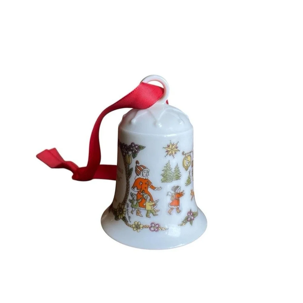 At the Goose Inn Christmas Bell Ornament 1992 Weihnachts Glock Porcelain Germany